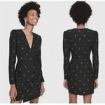 Maje  Black Rhinestone Paisley Draped Long Sleeve Mini Dress Size 38 Photo 1