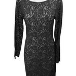 Paul Stuart Women's Black Lace Floral Long Sleeve Sheer Midi Bodycon Dress Sz M Size M Photo 0
