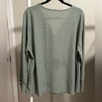 SheIn Curve Women’s Sage Green Eyelet Pattern Longsleeve V Neck Blouse Size 1XL Photo 3