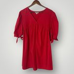 s’edge Red Cotton Puff Sleeve Babydoll Dress‎ Small Photo 1