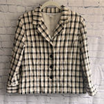 Dress Barn Black and Tan Plaid Women's Button up Jacket Size Large Photo 0