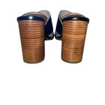 Cole Haan Grand Gabby Sandal Stacked Heel Shoes Black Leather wood slip on heel Photo 4