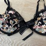Victoria's Secret Victoria’s Secret Dream Angels Unlined Demi Bra Floral Embroidered Black Lace Photo 3