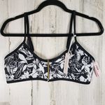Victoria's Secret NWT  Black White Palm Iconic Scoop Bikini Top Women's Size XL Photo 0