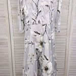 TENDENCY Women's Long Formal Silver Dress with Sheer Floral Overlay Photo 2