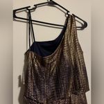 NWT B. Darlin Gold and Purple Metallic One Shoulder Lined Dress size 3/4 Photo 5