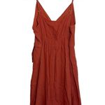 Maurice's Burnt Orange Textured V-neck Tie Tulip Hem Mini Dress Photo 6