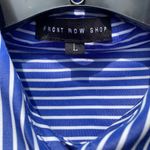 front row shop blue striped drop waist hankerchief shirt dress Size L Photo 2