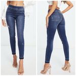 Spanx Shape and Lift high-rise distressed skinny jeans in mid wash Sz XS Petite Photo 1