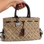Dooney & Bourke Vintage Brown Logo Print Canvas Tassel Tote Satchel Bag Photo 10