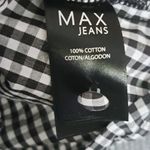 Max jeans Long Sleeve Crew Neck Tie Front Top Black Plaid Sz S 100% Cotton Photo 4
