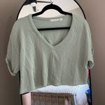 Altar'd State Light Green Ribbed Crop Top Photo 0