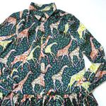 J.Crew NWT Shirtdress in Navy Saffron Giraffes Tiered Hem Fit Flare Dress XS Photo 3