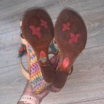 Born Shoes Crown by Born Colorful Rainbow Wicker Leather Flower Wedge Sandals Photo 6