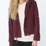 Brandy Melville Hailey Burgundy Cropped Utility Jacket- One Size Photo 2