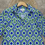 Jude Connally Marlowe Trellis Cobalt Kelly Dress Collared 3/4 Sleeve Preppy S Blue Photo 3