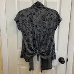 Vintage Brittany Black Gray Floral Open Front Waterfall Shrug Sweater Wrap 90s Photo 1