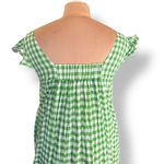 Draper James RSVP Green Gingham Plaid Cotton Midi Dress Ruffle Sleeves Medium Photo 4