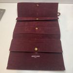 Rochas Paris Vtg Velvet Makeup Accessory Bag Burgundy Leather Interior France Red Photo 3