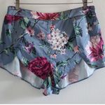 Victoria's Secret  Blue Floral Satin Shorts Slits Photo 1