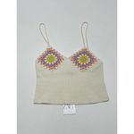 ZARA Crochet Granny Square Ribbed Crop Tank Top Cream Purple Size Medium Large Photo 7