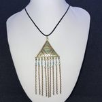 Hand Crafted Pyramid Pendant Beaded Chain Tassels Photo 4
