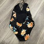 Ella Moss black floral halter one piece swimsuit size medium Photo 4