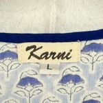 Karni Women's‎ Maxi Dress Blue White Floral Print Tassel Tie Bohemian Boho Large Photo 6