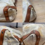 Coach  Carly Cream Signature Canvas Tan Leather Hobo Turn Lock Y2K Shoulder Bag Photo 11