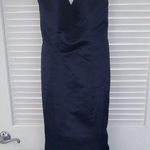 Hayley Paige Occasions Navy Blue Satin Dress Photo 3