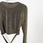 Reformation [] Metallic Gold Sparkle Tie Front Long Sleeve Jupiter Top Sz Large L Photo 8