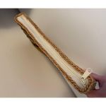 Vintage Straw Basketweave Straw Striped Clutch Tan Photo 5