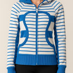 Lululemon Scuba Hoodie Rare Stripe Lapis Blue White Size 4 Photo 0