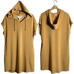Magaschoni Hooded Sweatshirt Mini Dress Women's Large Gold Sleeveless Casual Photo 1