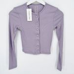Outdoor Voices  Cozy Rib Cropped‎ Cardigan Earl Grey Lavender New XS Photo 1