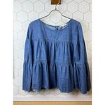 Madewell  Denim Tiered Button-Back Top - Size - XL Photo 6