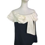 Maeve Anthropologie Bow Front Mini Dress Black White NWT Medium Petite Photo 10