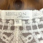 Rebellion  Lace Coverup XL Duster Embroidered Swim Boho Cream Sheer Open Front Photo 1