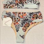 Kulani Kinis NEW! HARPER S Mint Peach Hawaiian High Waist Cheeky Bikini Bottoms Photo 3