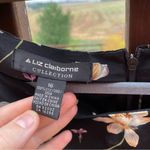 Liz Claiborne  100% Silk Black Floral Short Sleeve Blouse Size 16 Photo 3