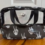 Peace sign skeleton make up toiletry travel bag Black Photo 0