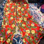 Urban Outfitters  Womens Crop Pants Wide Leg Floral Colorful Buttons Red Yellow 2 Photo 2