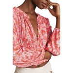 Anthropologie NWT Long Sleeve Femme Ruched Cropped Top Size Small Boho Floral Photo 1