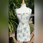 Anthropologie  $160 Blue Flower Mini Dress Blue Floral Cottagecore Boho Bohemian Photo 2