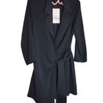 ZARA blazer dress with fringes tied wrapped mini tailored black Photo 7