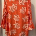 Escapada  Living Size L Tunic Bell Sleeves Swim Cover Up Coral Print Photo 3