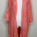 NWT Coral Coverup Boho Kimono Jacket Embroidered Sz S M Orange Size M Photo 0