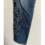 Driftwood  Jackie Medium Wash Embroidered Floral Black Slim Leg Jeans Size 28 Photo 4
