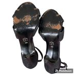 I. Miller Black Stiletto High Heels 9M Black Bow Ankle Buckle Peep Toe Br… Photo 6