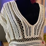 Vintage Y2K Bebe Crochet V Neck Short Sleeved Cover Up Mini Dress Size S/M Gold Photo 1